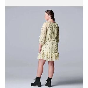 Simply Vera Wang Multicolor Cream/Black Chiffon Ruffle Dress Size Large